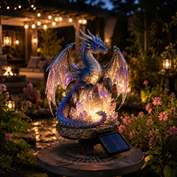 Solar Dragon Crystal Garden Light, Standalone Crystal Dragon Solar Sculpture, Dual-Purpose Decorative Lamp For Daily Landscape Styling And Halloween Seasonal Arrangements
