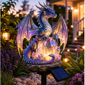 Solar Dragon Crystal Garden Light, Waterproof Outdoor Solar Dragon Crystal Lamp with Integrated Solar Panel, Magical Night Lighting Yard Decoration