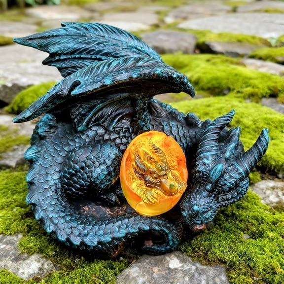 Solar Dragon Garden Decor - Dragon State Otdoor with Egg Light - 6.8 inch Porch Decor & Lawn Ornaments, Patio Decor, Yard Decorations Otdoor