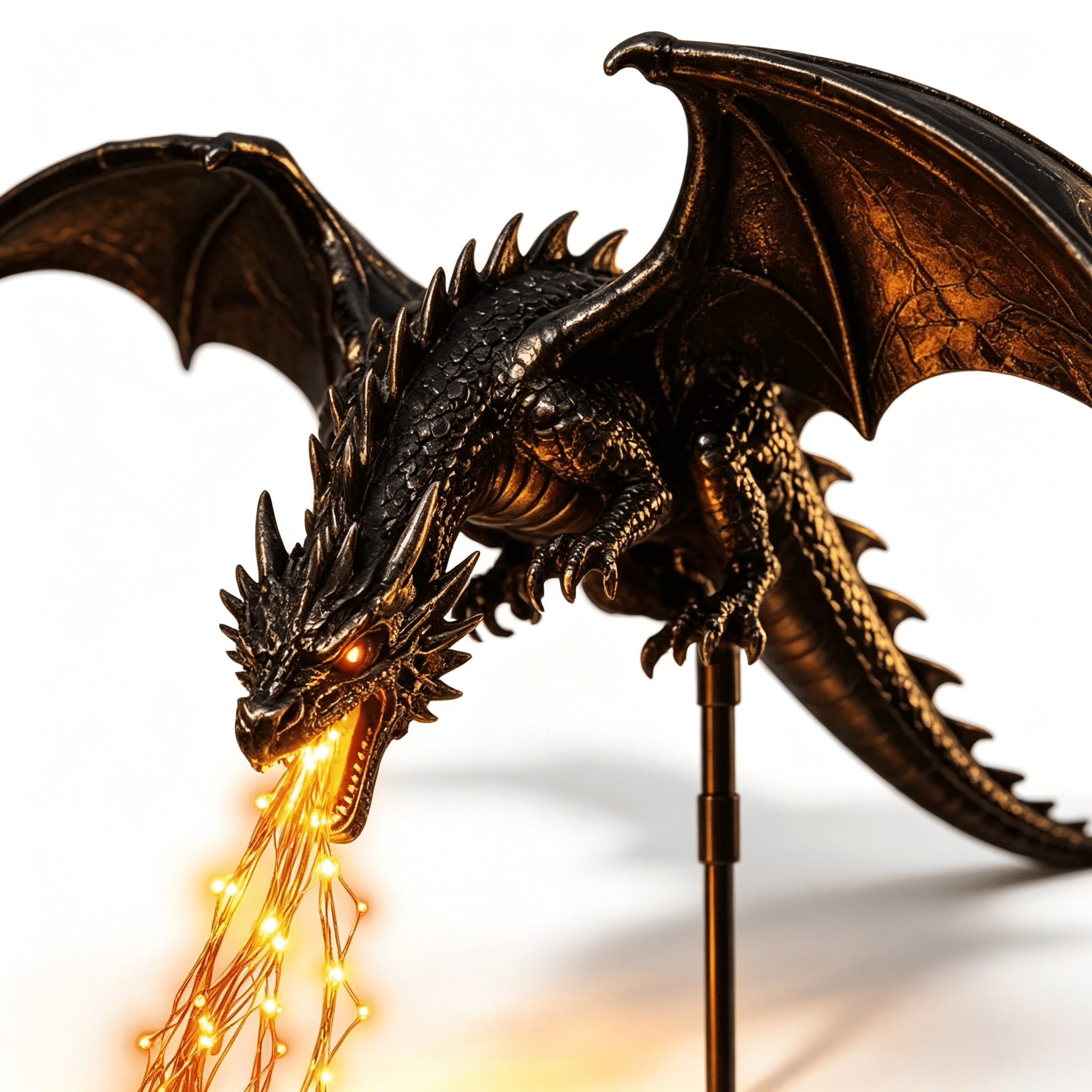 Spooky Path Way Solar Dragon Garden Stake Light, Black Dragon Figurine with Breathing ...