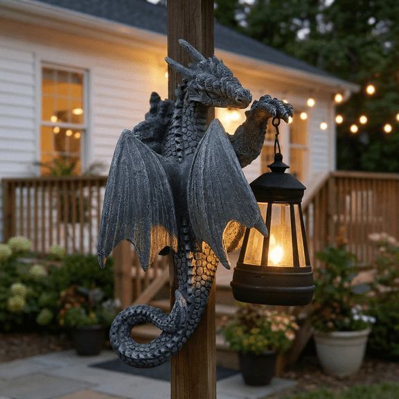 Garden Statue 6 in Solar Dragon Garden Statues, UV Resistant