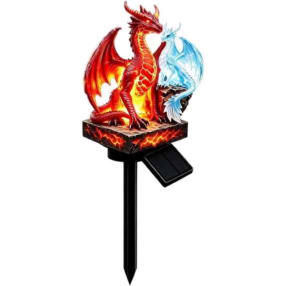 Solar Dragon Legacy Golden Ember Edition Garden Light - Dragon Solar Garden Light Stake, Halloween Outdoor Statue Lamp, Outdoor Yard Patio Pathway Garden Decor, Decor for Halloween