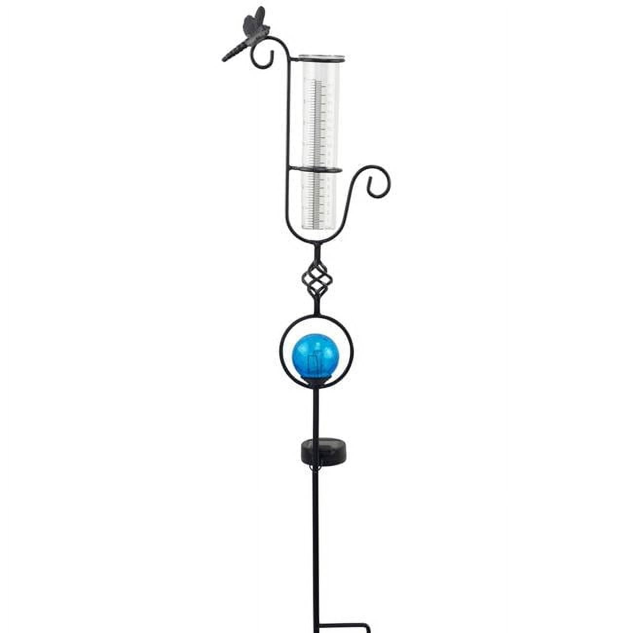 Traditional Metal and Glass Solar Dragonfly Rain Gauge