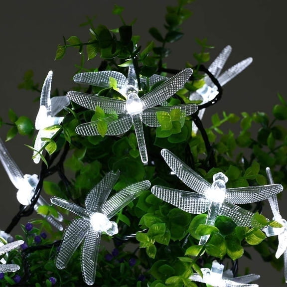 Solar Dragonfly String Lights Outdoor, 11M 60 LED Waterproof Fairy Lights with 8 Modes & Adjustable Solar Panel. Decorative Lighting for Garden, Patio, Fence, Lawn, Yard, Party