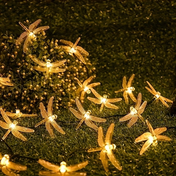 Solar Dragonfly String Lights Outdoor Waterproof, 8 Modes LED Solar Lights for Garden Balcony Courtyard Christmas Decoration