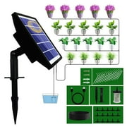 Solar Drip Irrigation Kit for Potted Plants Solar Powered Automatic Watering Device Auto Timed Watering Equipment, Supported 15 Pots