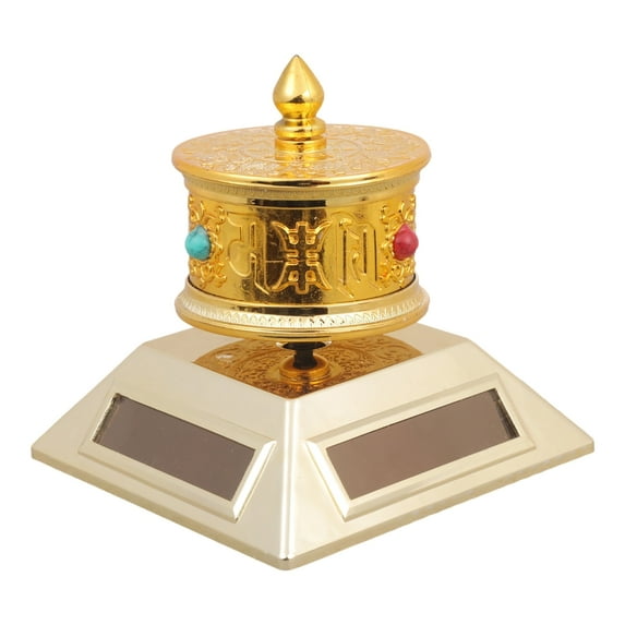 Solar Driven Vehicle Dashboard Ornament Quiet Rotating Tibetan Prayer Wheel