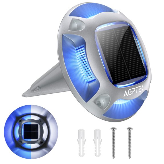 Solar Driveway Lights 12 Pack, 2 Colors in 1 Outdoor Solar Deck Dock Marine Waterproof LED Driveway Marker Security Lights for Outside Pathway,Boat Dock,Step,Walkway,Path,Garden (Warm & White)