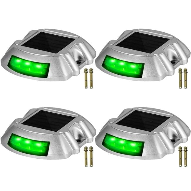 Green LED Solar Powered Aluminum Pathway Lights Pack of 4
