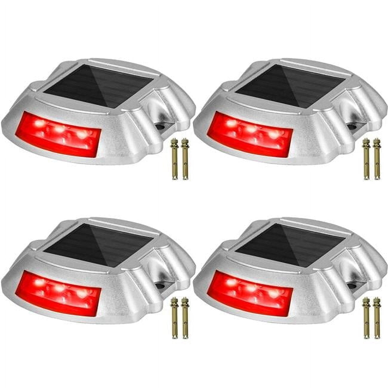 Solar Red LED Pathway Lights with Aluminum Shell, Set of 4