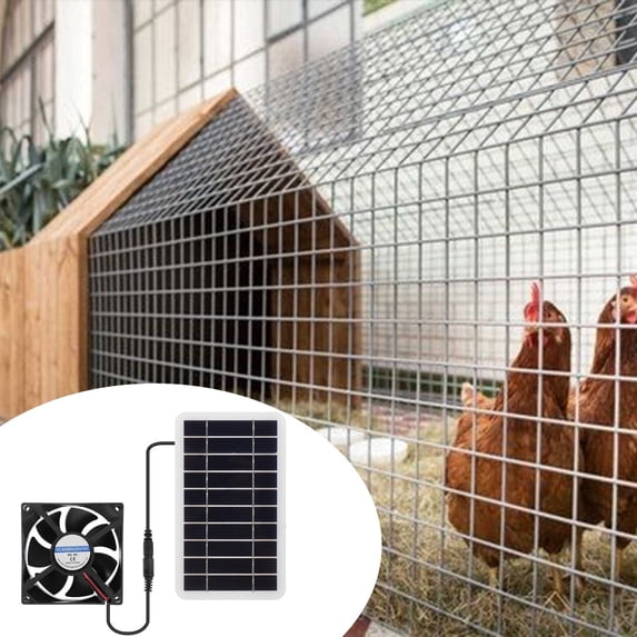 Solar Dual Fan Kit, 2W 5V High Velocity Solar Powered Fans for Chicken Coop Greenhouse Shed, DIY Intake or Exhaust Air for Outdoor, DC5521 Output Interface