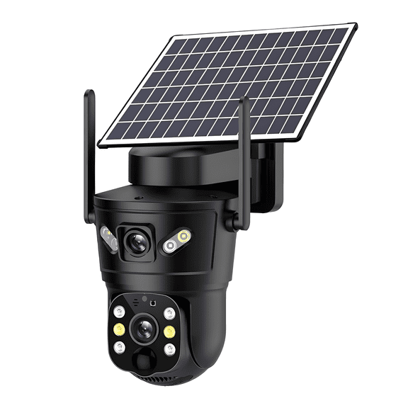 Solar Dual Lens WiFi Security Camera,6MP Dual-Screen,Auto Tracking&Two-Way Audio for Yard Farm Outdoor Surveillance