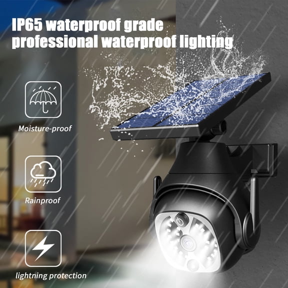 Solar Dummy Camera Security Light, 30 LED 120 Motion Sensor 3 Modes IP65 Waterproof Fake Surveillance Wall Lamp, Solar Powered Outdoor Safety Light for Garage Porch Yard Business Exterior Protection