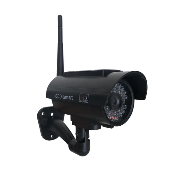 Solar Dummy Fake Camera Security Outdoor, Solar Powered Simulated Surveillance Cameras with 1 Flashing Red LED Light, Fake Dome Camera for Home/Businesses Security Indoor/Outdoor