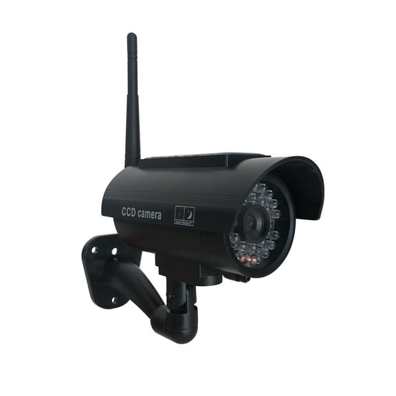 Solar Dummy Fake Camera Security Outdoor, Solar Powered Simulated Surveillance Cameras with 1 Flashing Red LED Light, Fake Dome Camera for Home/Businesses Security Indoor/Outdoor