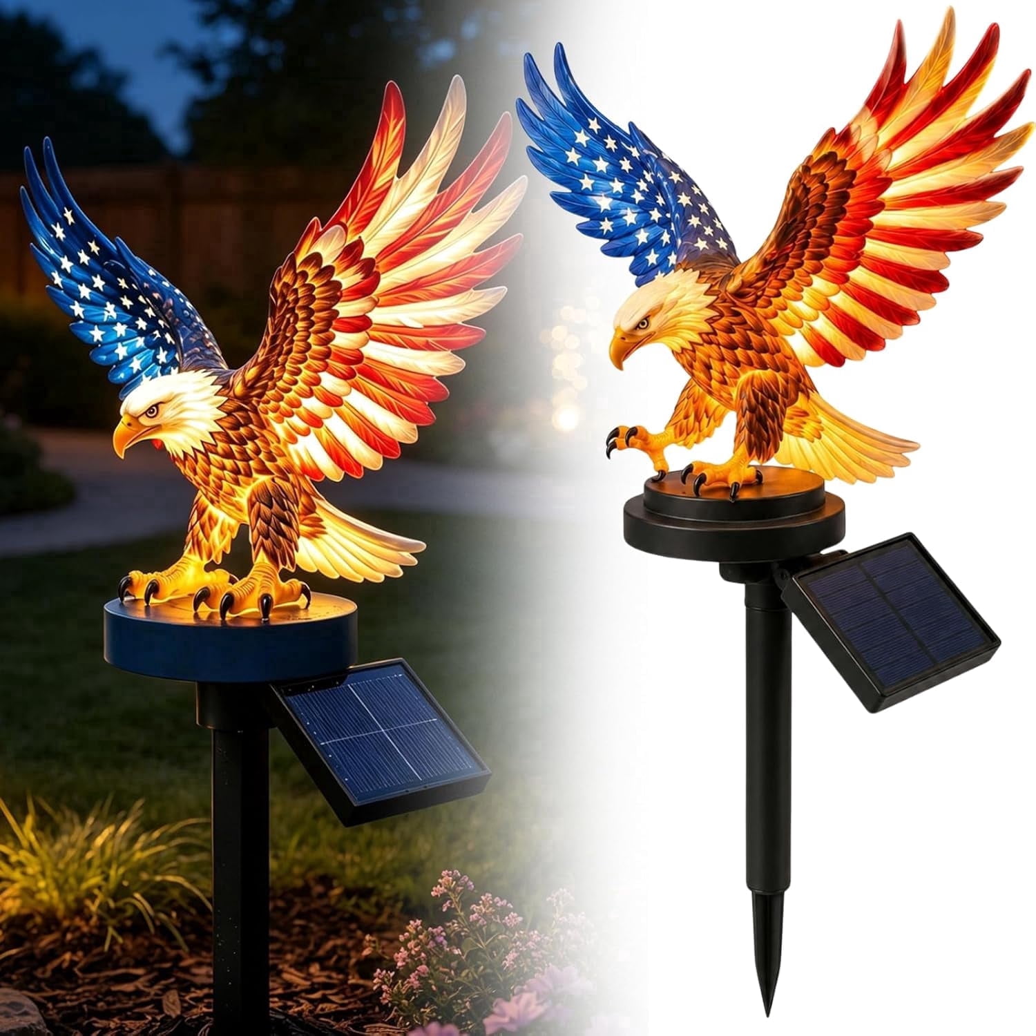 Solar Eagle Garden Light, America 250th Anniversary Solar Powered