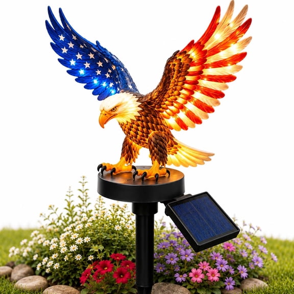 Solar Eagle Garden Light, American Eagle Solar Garden Stake Light with 250th Anniversary Theme, Patriotic Bald Eagle Outdoor Decor for Garden Walkway Porch Lawn Yard Independence Day,B