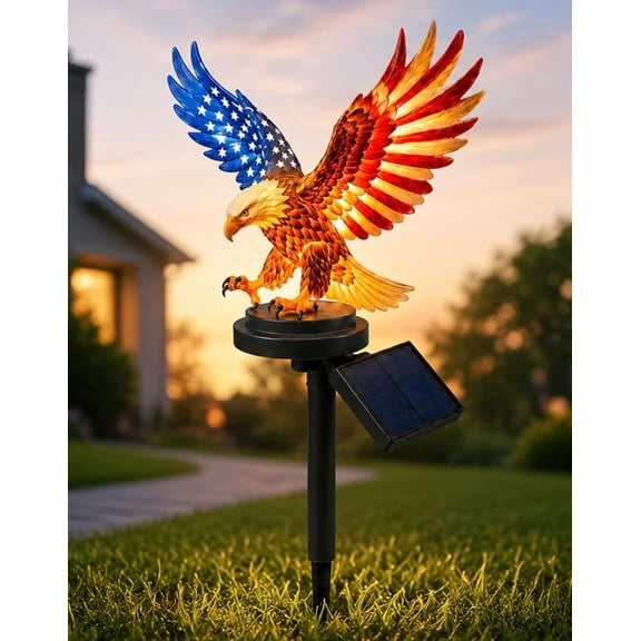 Solar Eagle Garden Light, Solar Eagle Garden Light, Auto On/Off Solar Patriotic Eagle Stake Light Waterproof Outdoor Landscape Decor for Yard Lawn Pathway Holiday Decoration