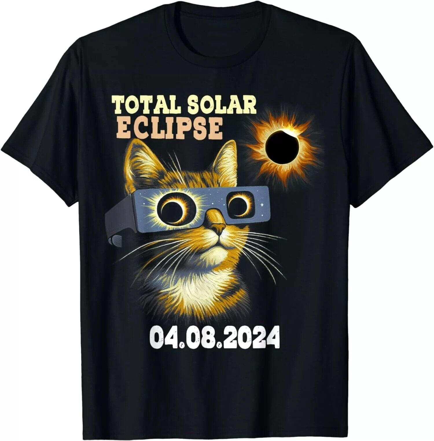 Solar Eclipse 2024 Cat Wearing Solar Eclipse Glasses Unisex TShirt