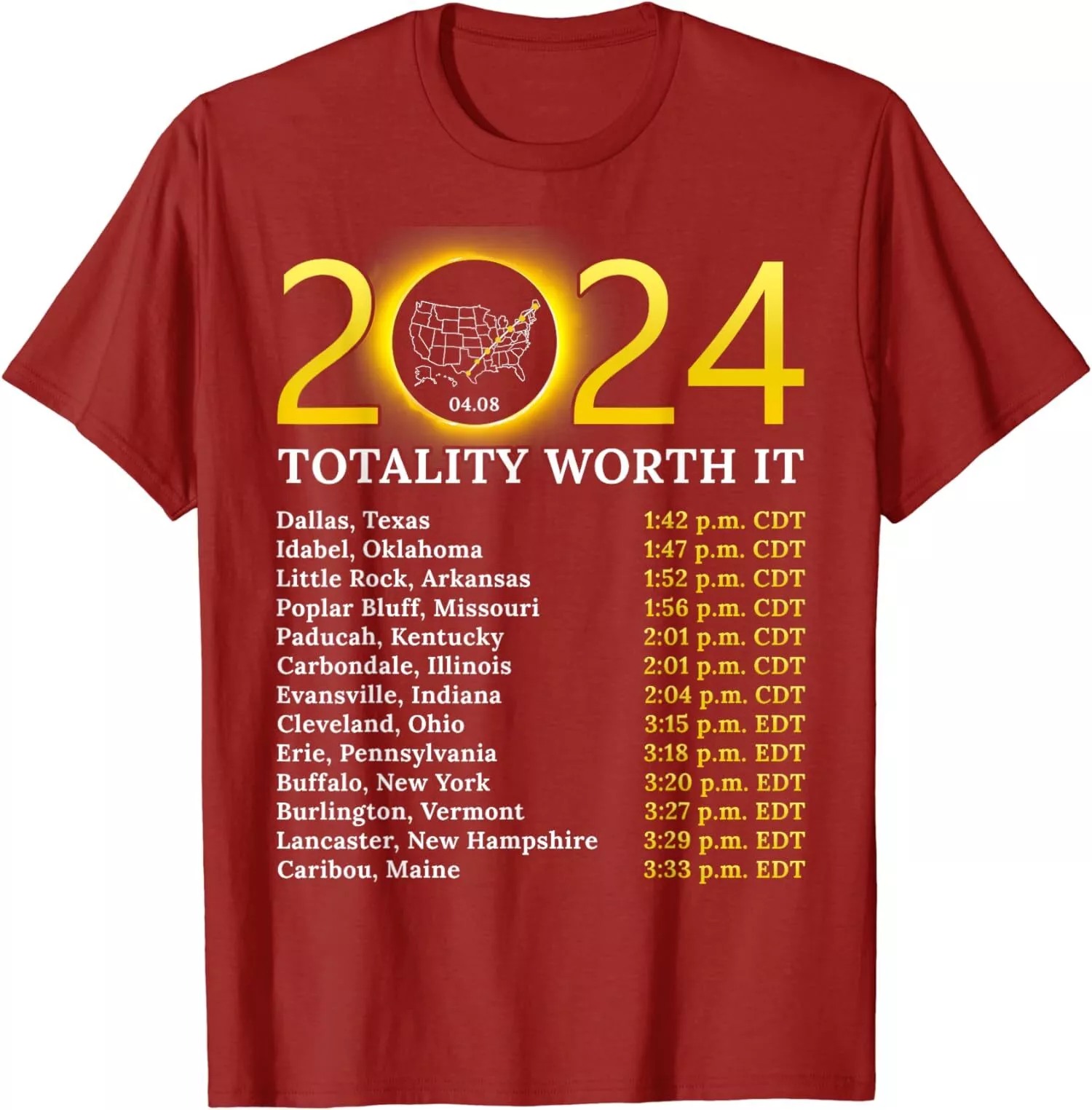 Solar Eclipse 2024 Funny Totality Worth It Total USA Unisex TShirt