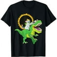 thumbnail image 1 of Solar Eclipse 2024 Funny Unicorn Riding T-Rex Dinosaur Boys black T-Shirt, 1 of 3