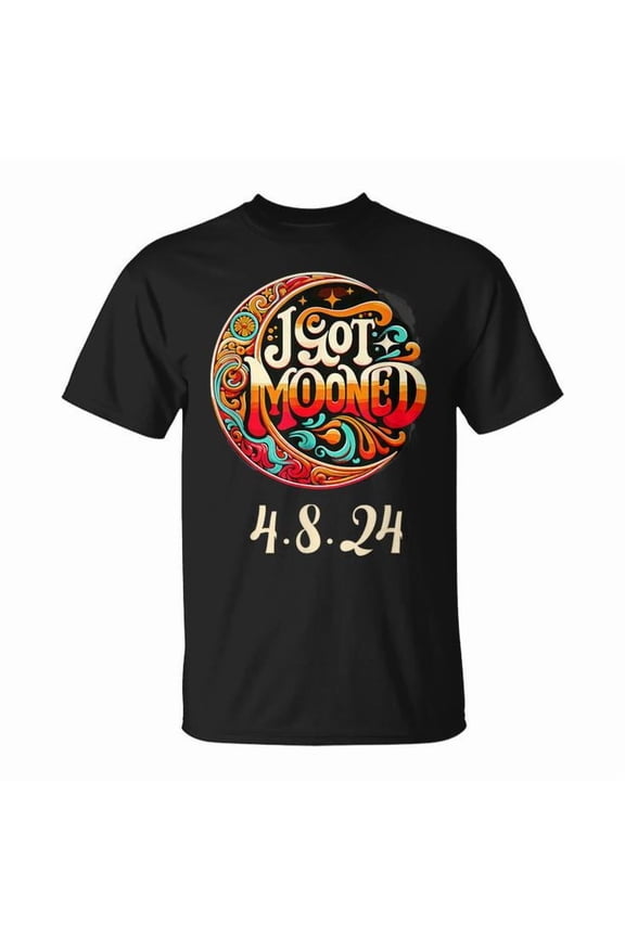Solar Eclipse 2024 I Got Mooned Total Eclipse T-Shirt – Funny Celestial Event Graphic Tee for Men Women Kids, Humorous April 8 Eclipse Design, Perfect Gift for Astronomy Lovers , Size M, Color Black