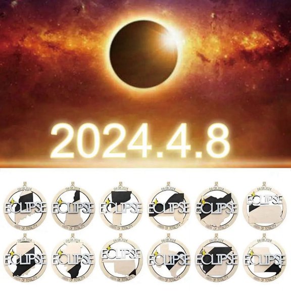 2024 Ornament Wooden Eclipse Keepsake Decoration Wooden for Home Office Decor Astronomy Lovers