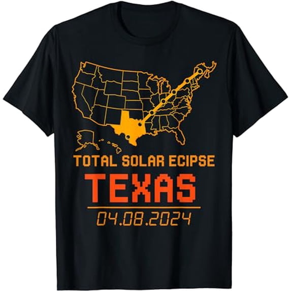 Solar Eclipse 2024 Party Texas Total USA Map Totality T-Shirt