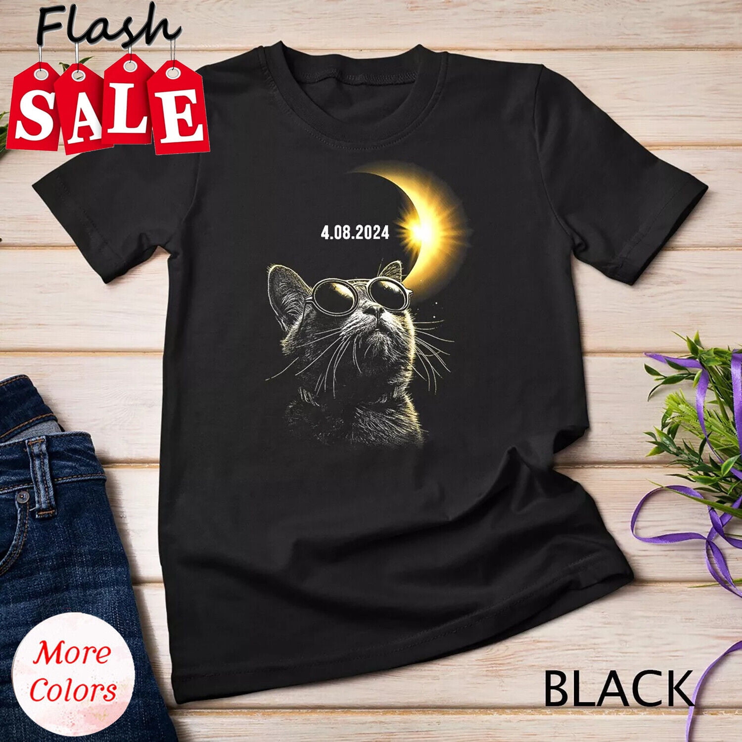Solar Eclipse 2024 Shirt Total Eclipse April 8th 2024 Cat TShirt