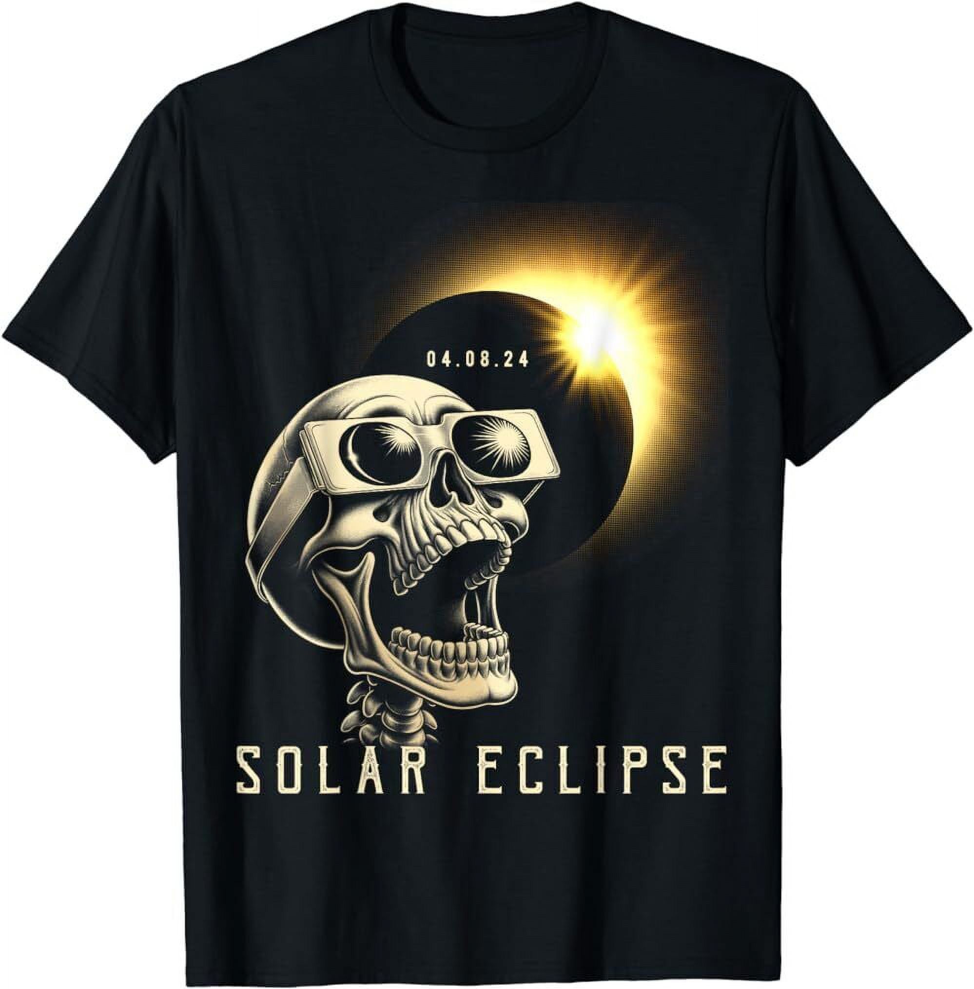 Solar Eclipse 2024 Shirt Total Eclipse April 8th 2024 Skull TShirt