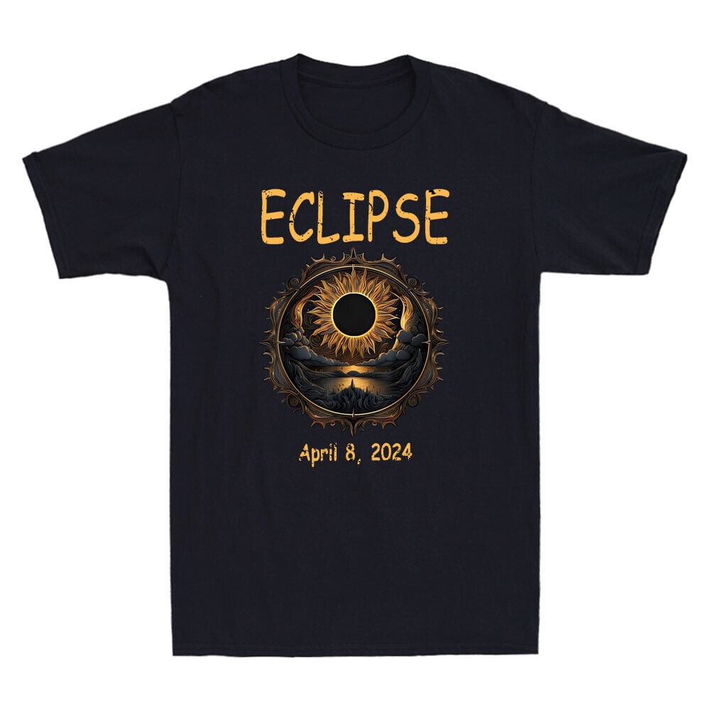Solar Eclipse April 2024 Tshirt Total Totality Moon Watching Retro Men
