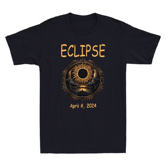 Solar Eclipse April 2024 Tshirt Total Totality Moon Watching Retro Men's T-Shirt