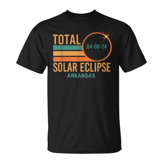 Solar Eclipse Arkansas April 8 2024 T-Shirt, Total Eclipse Path Of Totality Celestial Event Graphic Tee, Astronomy Space Enthusiast Viewing Shirt, Eclipse Watch Party Souvenir Gift Top For