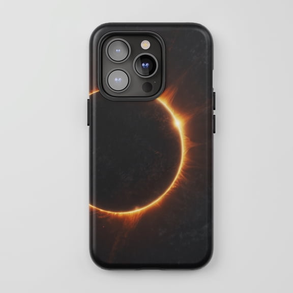 Solar Eclipse For All iPhone Series Tough Phone Case Space Theme Dark Orange
