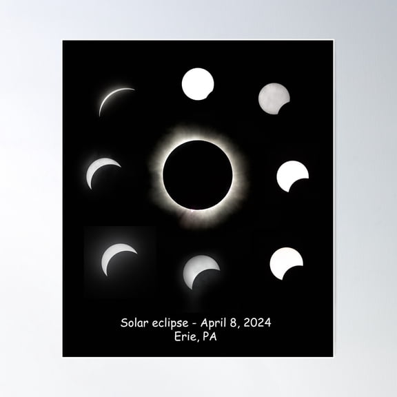 Solar Eclipse From Erie Pa - 2024 Poster Wall Art Modern Wall Decor For Living Room Bedroom Wall Art