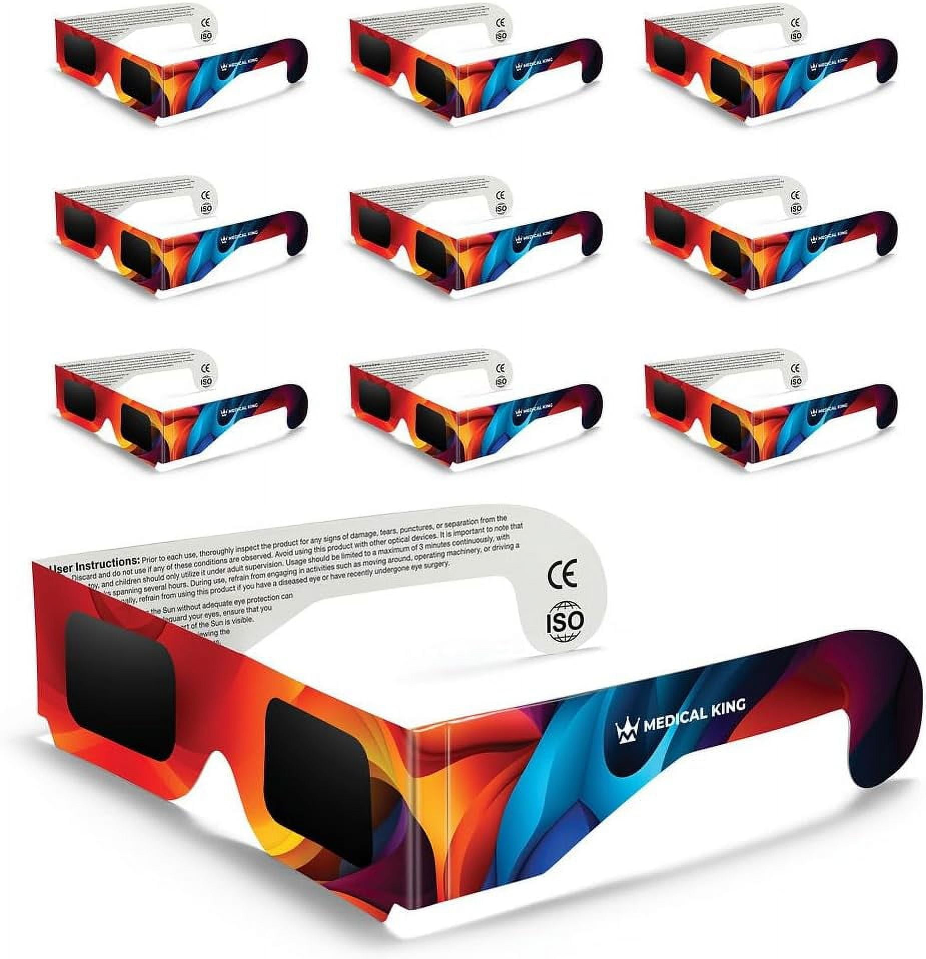 Solar Eclipse Glasses 10 pack 2024 CE and ISO Certified Multicolor