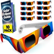 Solar Eclipse Glasses 10 pack - 2024 CE and ISO Certified Multicolor Safe Shades for Direct Sun Viewing - MedicalKingUsa