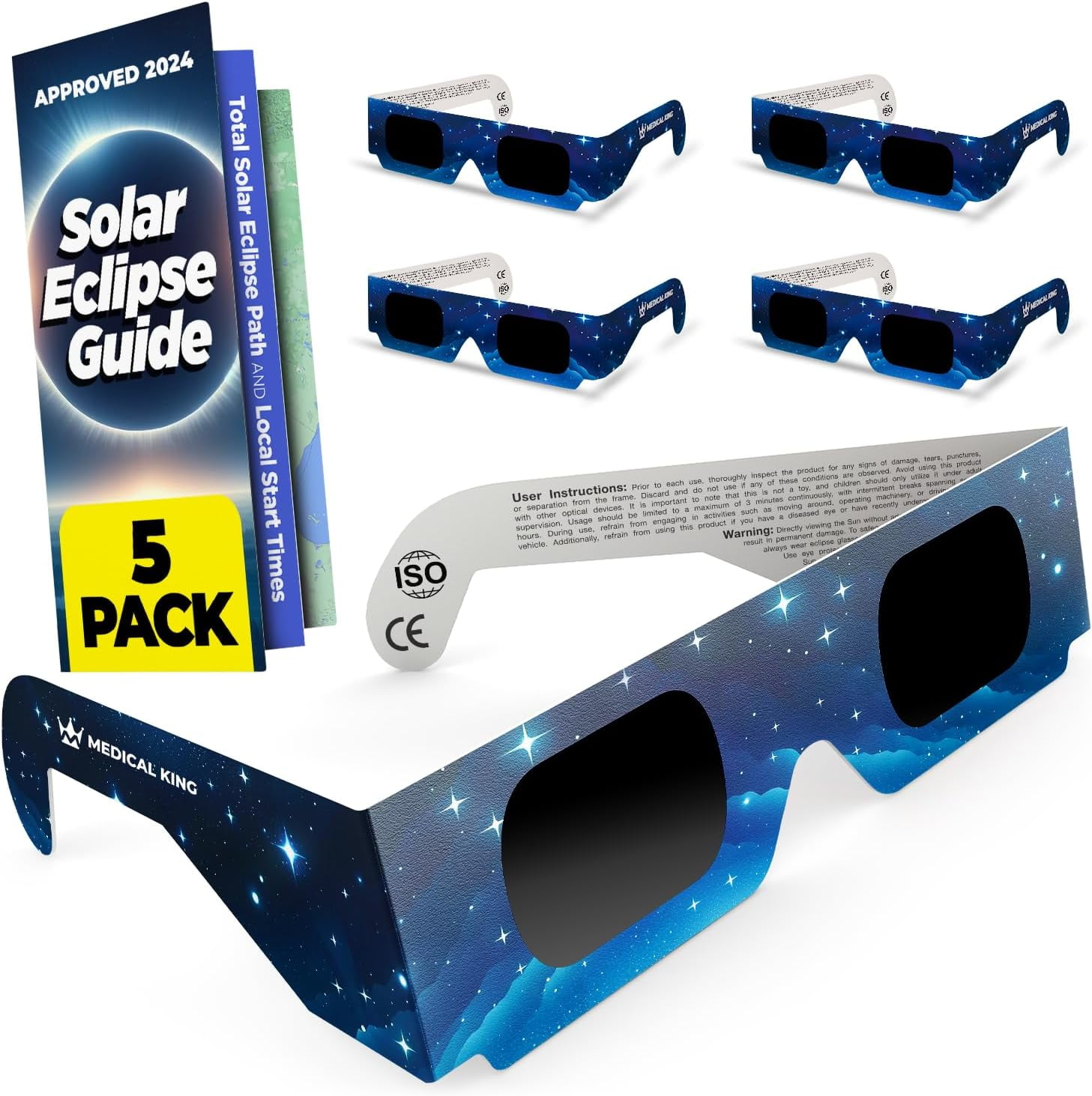 Solar Eclipse Glasses 5 pack 2024 CE and ISO Certified Galaxy Design