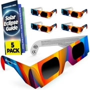 Solar Eclipse Glasses 5 pack - 2024 CE and ISO Certified Multicolor Safe Shades for Direct Sun Viewing - MedicalKingUsa