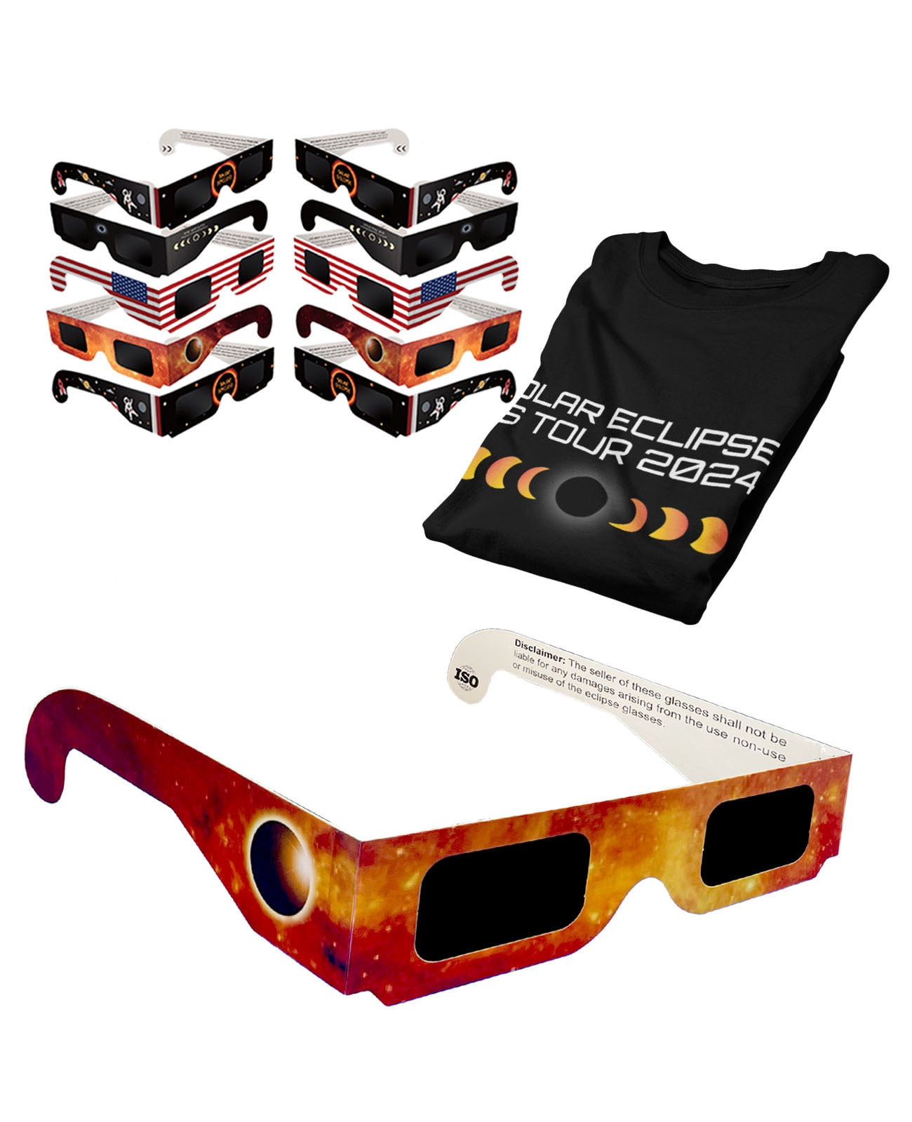 Solar Eclipse Glasses pack ISO certified 2024 viewing shade safe for