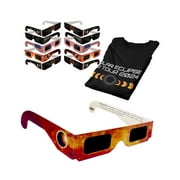 Solar Eclipse Glasses pack ISO certified 2024 viewing shade safe for direct sun Shirt + 10 Bundle / Black XX-Large
