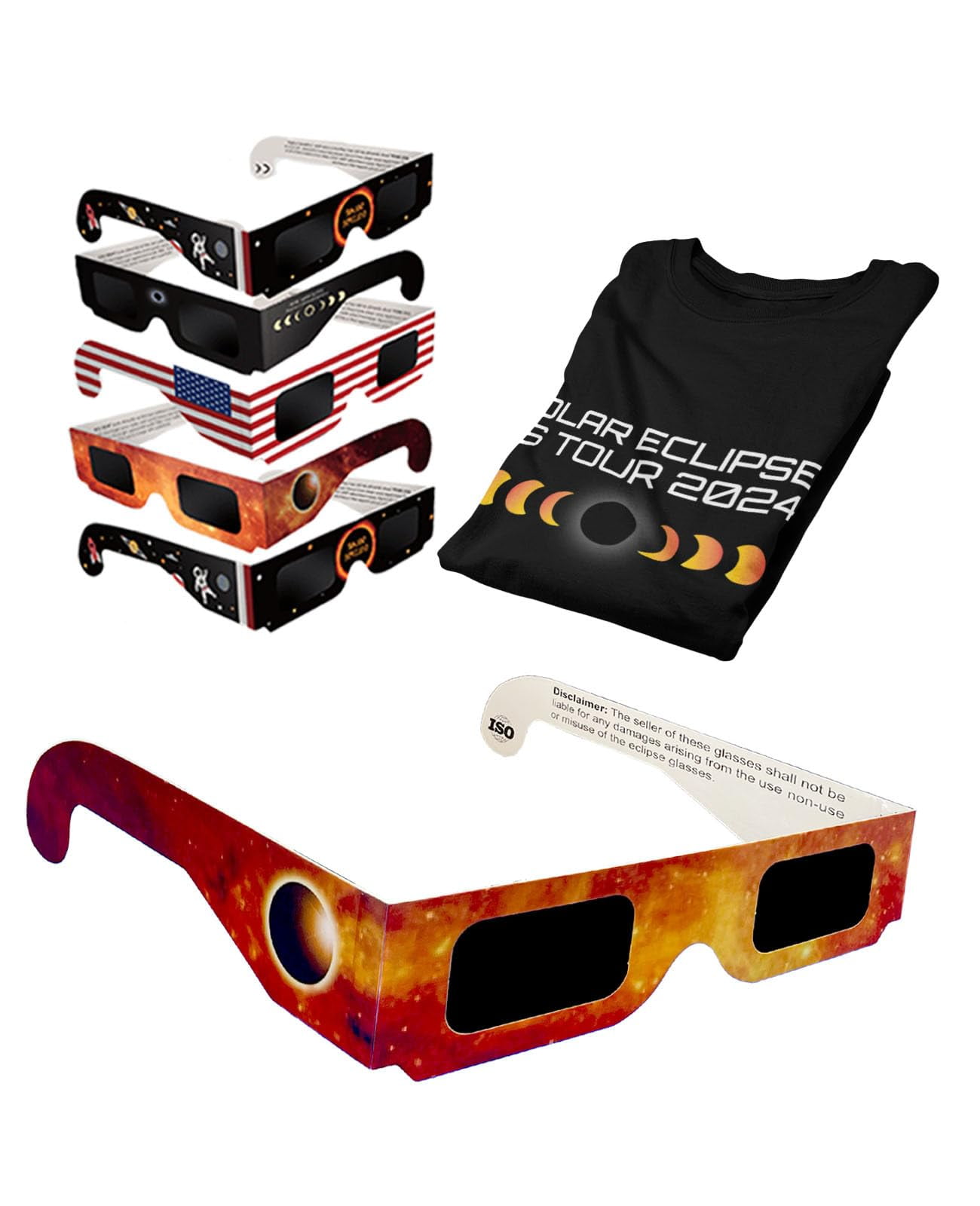 Solar Eclipse Glasses pack ISO certified 2024 viewing shade safe for