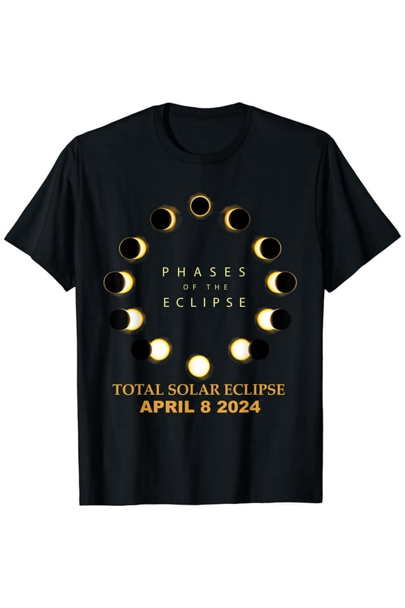 Solar Eclipse Phases 2024 April 8th Viewing Unisex Graphic Short Sleeve T-Shirt