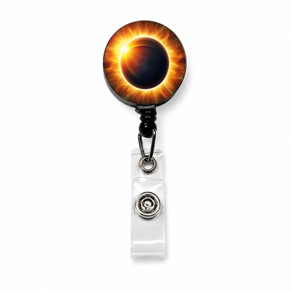 Solar Eclipse Retractable Reel ID Badge Key Card Name Tag Holder with Clip