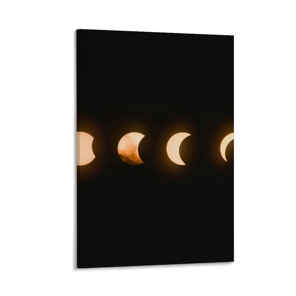 Solar Eclipse Sequence, Celestial Journey, Framed Canvas Print, 12x8 in