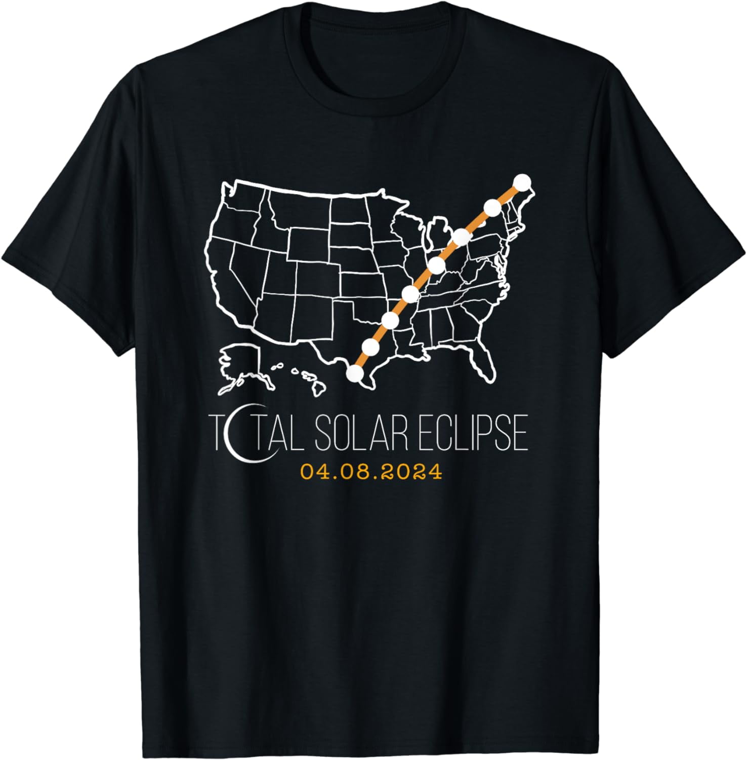 Solar Eclipse Shirt 2024 Path of Totality USA Map Eclipse Cotton T