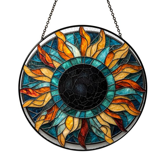 Solar Eclipse Sky Window Hanging Decor, Celestial Phenomenon Artwork, Educational Home Accent