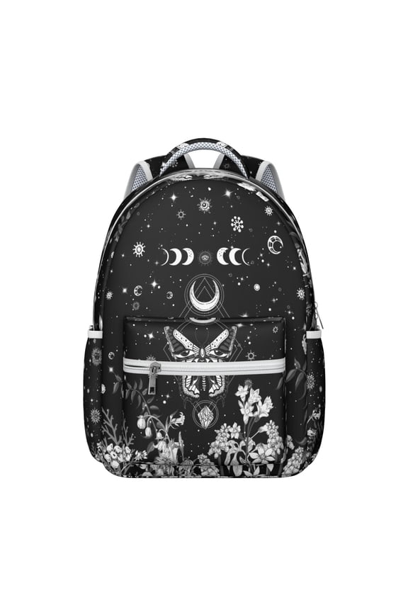 Solar Eclipse Student Backpack Durable Waterproof Composite Oxford Cloth with Gothic Moon and Sun Print, Comfortable Adjustable Straps, Large Capacity for School and Outdoor Activities