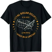 CEASOON Solar Eclipse Twice in Lifetime 2024 Total Solar Eclipse T-Shirt