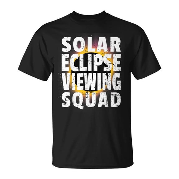 Solar Eclipse Viewing Squad Vintage Design Unisex Adult Cotton T-Shirt Casual Wear Comfortable Tee for Total Solar Eclipse Events, Size S, Color Black